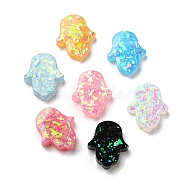 Epoxy Resin Cabochons, with Sequins, Palm, Mixed Color, 14x12x3mm(CRES-A053-01)