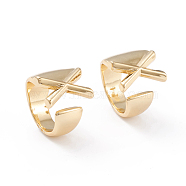 Brass Cuff Rings, Open Rings, Long-Lasting Plated, Real 18K Gold Plated, Letter.X, Size 6, 17mm(X-RJEW-L097-06X)