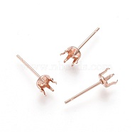 304 Stainless Steel Stud Earring Findings, Rose Gold, 15x5mm, Pin: 0.8mm(X-STAS-D448-087RG-5mm)