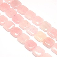 Natural Square Rose Quartz Beads Strands, Flat Slice Beads, 20x20x6mm, Hole: 1mm, about 20pcs/strand, 15.74 inch(G-L253-01)