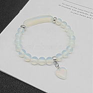 Opalite Charm Stretch Bracelets for Women Men, Heart, No Size(JX9196-1)