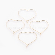 Brass Hoop Earrings, Heart, Nickel Free, Real 18K Gold Plated, 22 Gauge, 30x36x1.5mm, Pin: 0.6mm(X-KK-S340-38G)