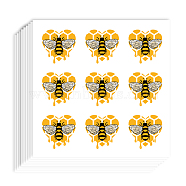 Self-Adhesive Paper Decorative Stickers, for Party, Decorative Presents Sealing, Bees, 90x90mm, Stickers: 25x25mm, 9pcs/sheet(DIY-WH0562-002)