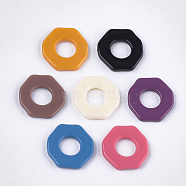 Opaque Acrylic Linking Rings, Octagon, Mixed Color, 22x22x3mm, Inner Diameter: 9.5mm(OACR-T011-53)