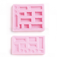 Food Grade Silicone Molds, Fondant Molds, For DIY Cake Decoration, Chocolate, Candy, UV Resin & Epoxy Resin Jewelry Making, Mixed Shapes, Pink, 96~100x56~82x10~15mm, Inner Diameter: 6~43x8~15mm, 2pcs/set(DIY-L015-47B)