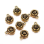 Tibetan Style Alloy Pendants, Rose, Antique Golden, 17x14x6mm, Hole: 1.8mm(TIBEP-G025-02AG)