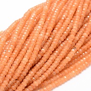 Dyed Natural Malaysia Jade Rondelle Beads Strands, Faceted, Dark Orange, 4x2~3mm, Hole: 1mm, about 115pcs/strand, 14 inch(G-E316-2x4mm-01)
