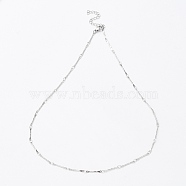 304 Stainless Steel Bar Link Chain Necklaces, Stainless Steel Color, 17.56 inch(44.6cm)(NJEW-K249-16P)