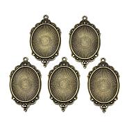 Tibetan Style Alloy Pendant Cabochon Settings, Cadmium Free & Lead Free, Oval, Antique Bronze, Tray: 40x30mm, 65x37x2.5mm, Hole: 2.5mm(X-TIBEP-R304-016AB-LF)