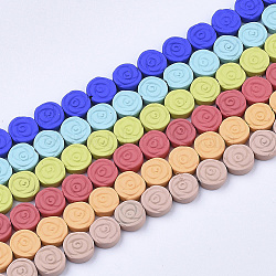 Spray Painted Non-magnetic Synthetic Hematite Beads Strands, Flower, Mixed Color, 8x3mm, Hole: 0.7mm, about 51pcs/strand, 15.75 inch(40cm)(G-T124-33A)