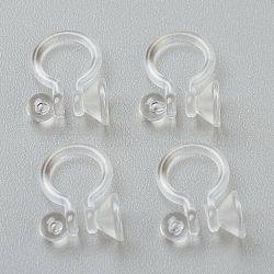 Plastic Clip-on Earring Findings, for Non-pierced Ears, Clear, 12x9x1.2mm, Fit for 3.8mm Rhinestone(KY-P001-09B)