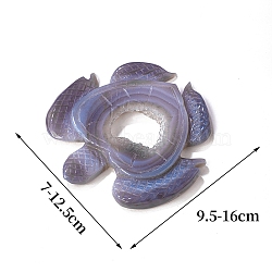 Natural Agate Geode Carved Healing Figurines, Reiki Energy Stone Display Decorations, Turtle, 160x125mm(PW-WG50928-05)