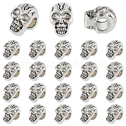 50Pcs Skull Alloy European Beads, Large Hole Beads, Antique Silver, 12x8x9mm, Hole: 5mm(FIND-DC0002-63)