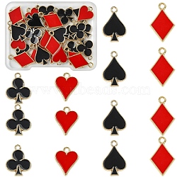 32Pcs 4 Styles Barrel Plating Alloy Pendants, with Enamel, Cadmium Free & Nickel Free & Lead Free, Rhombus & Heart & Plum Blossom, Light Gold, Mixed Color, 16~20.5x12.5~13.5x1.5mm, Hole: 1.8mm, 8pcs/style(ENAM-YW0005-56)