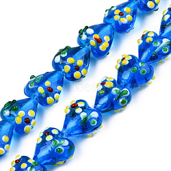 Handmade Bumpy Lampwork Beads Strands, Heart, Dodger Blue, 15~16x15.5~17x10.5~11.5mm, Hole: 1.4~1.8mm, about 26pcs/strand, 14.76 inch(37.5cm)(LAMP-N029-011B)