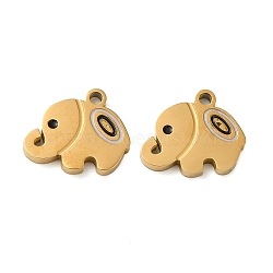 Ion Plating(IP) 304 Stainless Steel Enamel Charms, Elephant Charm, Golden, 9x11x1.5mm, Hole: 1.2mm(STAS-D018-05G)