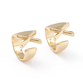 Brass Cuff Rings, Open Rings, Long-Lasting Plated, Real 18K Gold Plated, Letter.X, Size 6, 17mm