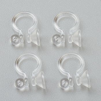 Plastic Clip-on Earring Findings, for Non-pierced Ears, Clear, 12x9x1.2mm, Fit for 3.8mm Rhinestone