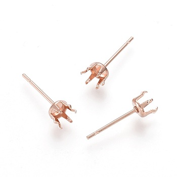304 Stainless Steel Stud Earring Findings, Rose Gold, 15x5mm, Pin: 0.8mm