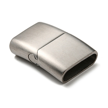 Matte 304 Stainless Steel Magnetic Clasps, Rectangle, Stainless Steel Color, 28x18x7mm, Hole: 5x16mm