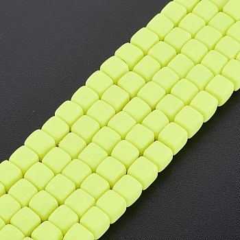 Handmade Polymer Clay Beads Strands, Cube, Champagne Yellow, 6x6x6mm, Hole: 1.2mm, about 62pcs/strand, 14.84 inch~15.75 inch(37.7cm~40cm)