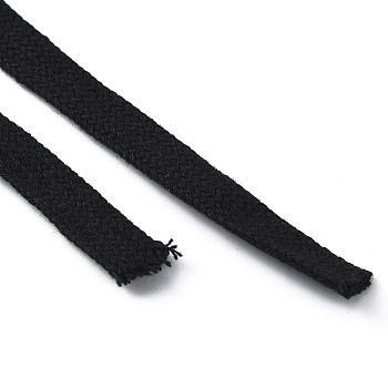 Flat Cotton Hollow Cord, Waist Cap Rope, for Clothing, Black, 8x1.5mm