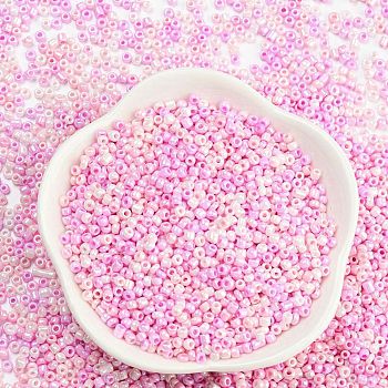 Baking Paint Glass Seed Beads, Round Hole, Round, Pearl Pink, 2~3x1.5~2mm, Hole: 0.8mm, about 450g/Pound