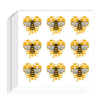 Self-Adhesive Paper Decorative Stickers, for Party, Decorative Presents Sealing, Bees, 90x90mm, Stickers: 25x25mm, 9pcs/sheet