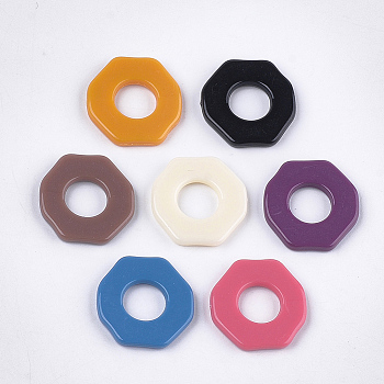 Opaque Acrylic Linking Rings, Octagon, Mixed Color, 22x22x3mm, Inner Diameter: 9.5mm