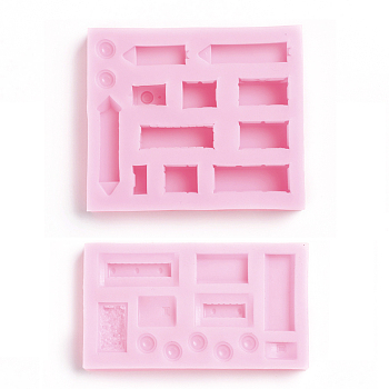 Food Grade Silicone Molds, Fondant Molds, For DIY Cake Decoration, Chocolate, Candy, UV Resin & Epoxy Resin Jewelry Making, Mixed Shapes, Pink, 96~100x56~82x10~15mm, Inner Diameter: 6~43x8~15mm, 2pcs/set