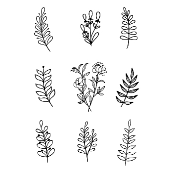 PVC Wall Stickers, for Wall Decoration, Plants Pattern, 220x840mm