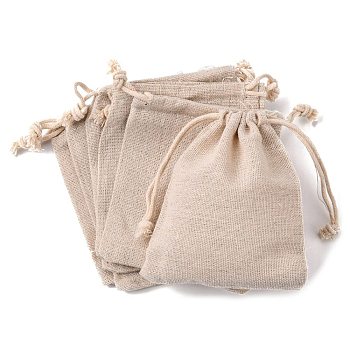 Cotton Packing Pouches Drawstring Bags, Wheat, 11x9.5cm