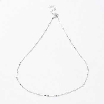 304 Stainless Steel Bar Link Chain Necklaces, Stainless Steel Color, 17.56 inch(44.6cm)