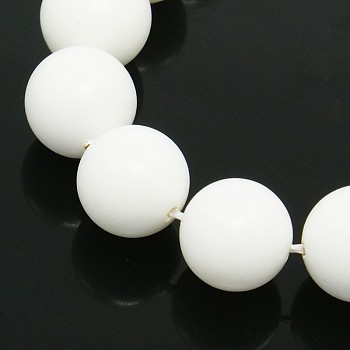 Round Shell Pearl Frosted Beads Strands, White, 8mm, Hole: 1mm, about 52pcs/strands, 15.7 inch