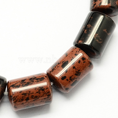 14mm CoconutBrown Column Mahogany Obsidian Beads