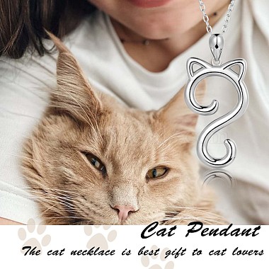 Rhodium Plated 925 Sterling Silver Cat Pendant Necklace for Women(JN1047A)-6