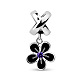 TINYSAND Rhodium Plated 925 Sterling Silver Flower European Dangle Charms(TS-P-022)-1