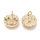 Brass Micro Pave Clear Cubic Zirconia Charms(X-KK-F820-22G)-2