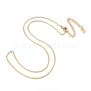 Vacuum Plating 304 Stainless Steel Necklaces, Cable Chain Necklaces, Real 18K Gold Plated, 16.14 inch(41cm)(NJEW-E080-13G)