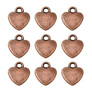 Tibetan Style Alloy Charms, Red Copper, Lead Free and Cadmium Free, Heart, about 12mm long, 10mm wide, 2.5mm thick hole: 2mm(RLF1170Y)