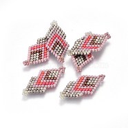 MIYUKI & TOHO Handmade Japanese Seed Beads Links, Loom Pattern, Double Rhombus, Colorful, 27~29x13~14x1.7mm, Hole: 1.5mm(SEED-A029-AB15)