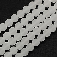 Frosted Natural Gemstone Quartz Crystal Round Beads Strands, White, 6mm, Hole: 1mm, about 66pcs/strand, 15.74 inch(G-L093-6mm-04)