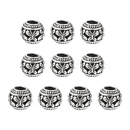 Tibetan Style Alloy Beads, European Style Beads, Large Hole Beads, Rondelle, Antique Silver, 11x9mm, Hole: 4.5mm(MPDL-YW0001-01)