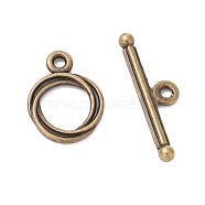 Tibetan Style Zinc Alloy Toggle Clasps, Lead Free, Cadmium Free and Nickel Free, Antique Bronze, Ring: 13mm wide, 17mm long, Bar: about 3mm wide, 24mm long, hole: 2mm(X-MLF0539Y-NF)