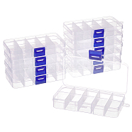 10 Grids Plastic Bead Storage Containers, Adjustable Dividers Box, for Crafting, Beading, Nail Art Rhinestones, Diamond Embroidery, Rectangle, WhiteSmoke, 12.8x6.9x2.2cm, Compartments: 2.45x3.05cm(CON-WH0086-053A)