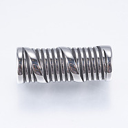 304 Stainless Steel Tube Beads, Large Hole Beads, Antique Silver, 23x9.5x9mm, Hole: 6mm(STAS-I076-081AS)
