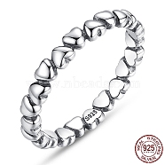 with 925 Stamp Thailand Sterling Silver Heart Band Finger Rings, Antique Silver, Size 7, 17mm(RJEW-FF0003-01-17mm)