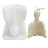 DIY Father's Love Candle Silicone Bust Statue Molds, for Half-body Sculpture Scented Candle Making, White, 13.2x10x6.1cm, Inner Diameter: 83x21mm.(DIY-H001-01)