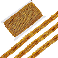 13M Metallic Yarn Ribbons, Jacquard Ribbon, Centipede Lace Ribbons, Garment Accessories, Goldenrod, 1/2 inch(14mm), about 14.22 Yards(13m)/Card(OCOR-WH0058-59A)