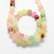 Natural Dyed Green Jade Gemstone Bead Strands, Round, Colorful, 8mm, Hole: 1mm, about 50pcs/strand, 15.7 inch(X-G-R273-8mm-01)